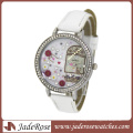 Diamant sur cadran et bracelet en cuir Montres pour dames Montre de mode